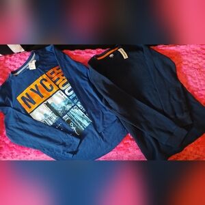 NEW Old Navy Blue and Orange NYC Graphic Kids Tee And Navy Thermal. Med/8